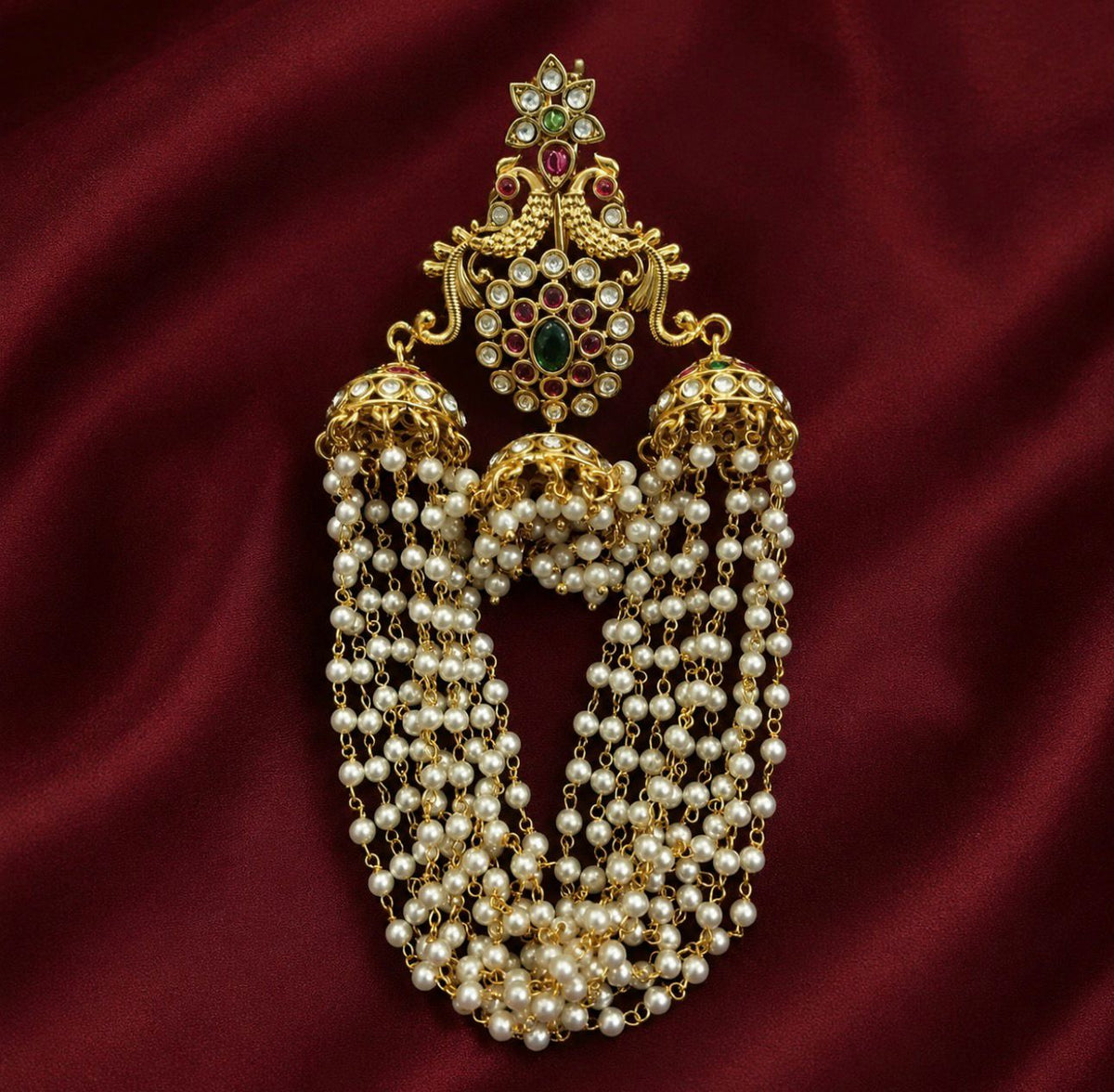 Hair jadai mattal with pearl hanging