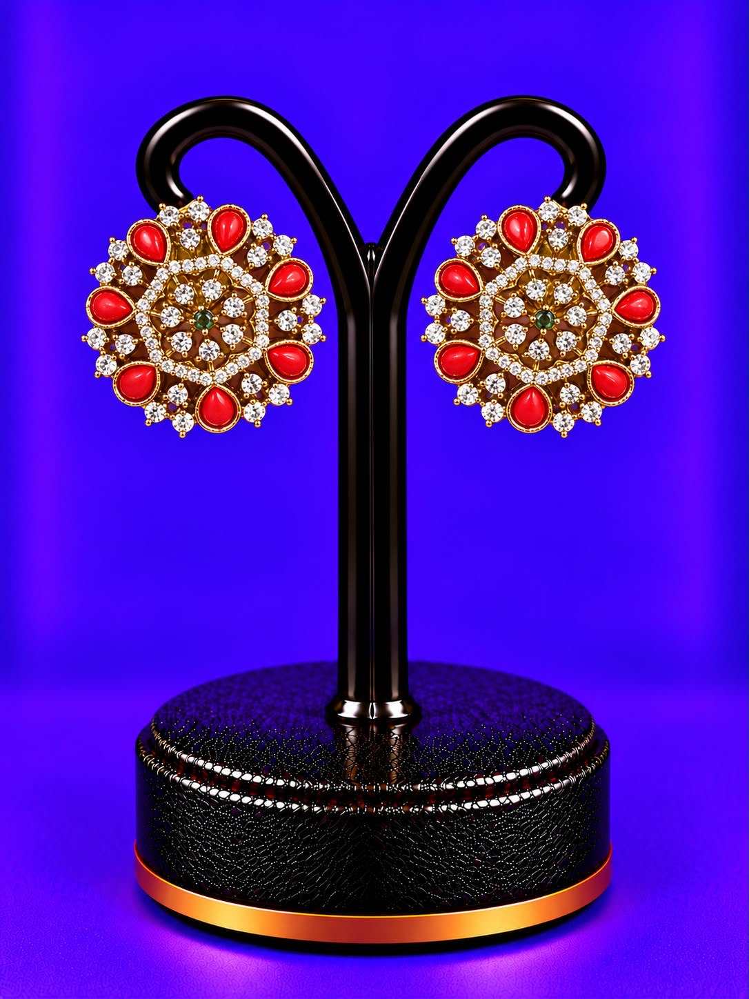 Pavazham stone stud push back type