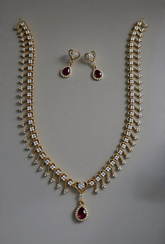American diamond stone haram with earrings