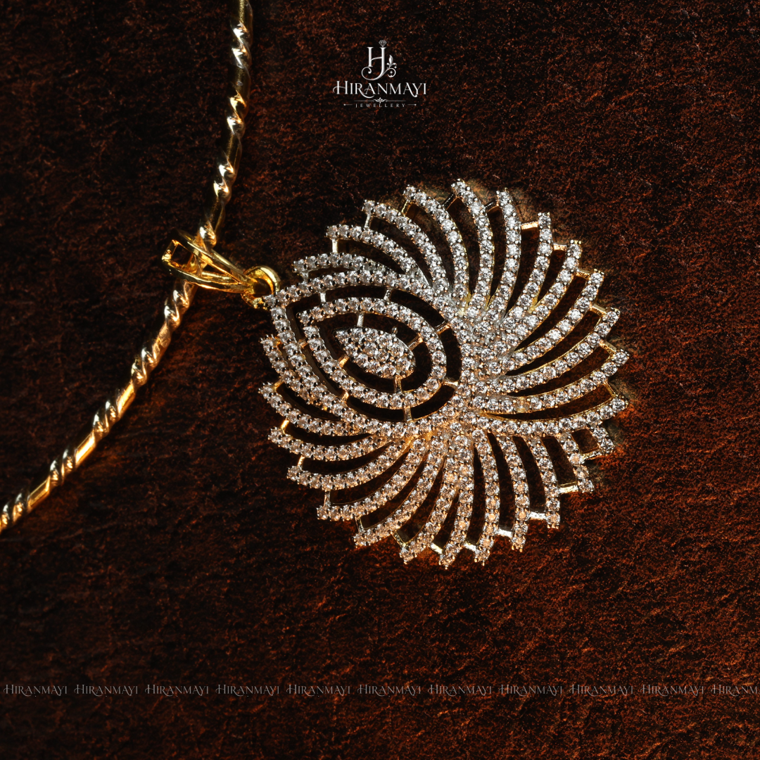 Diamond replica pendant with hasli