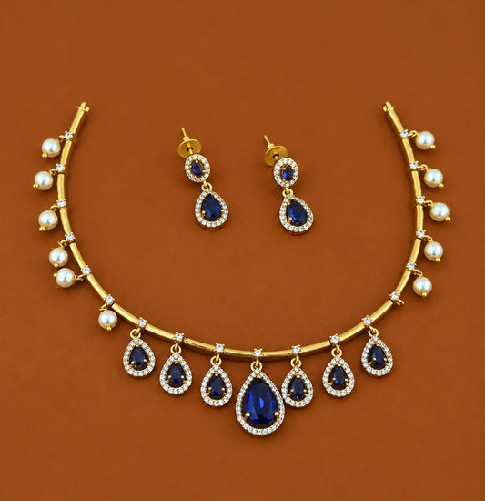 Tear drop hanging hasli with drop earrings