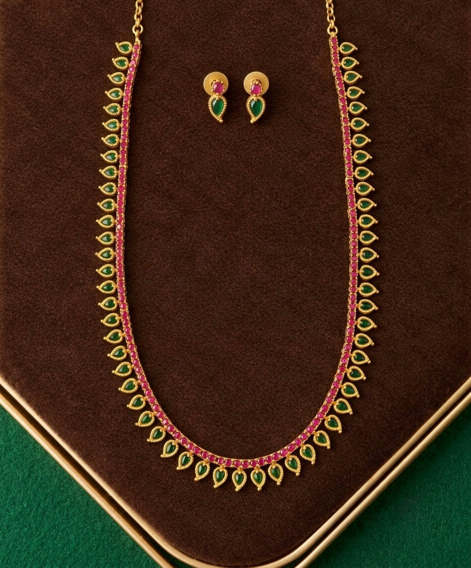 Mango palakka with ruby stone haram with stud