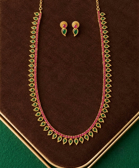 Mango palakka with ruby stone haram with stud