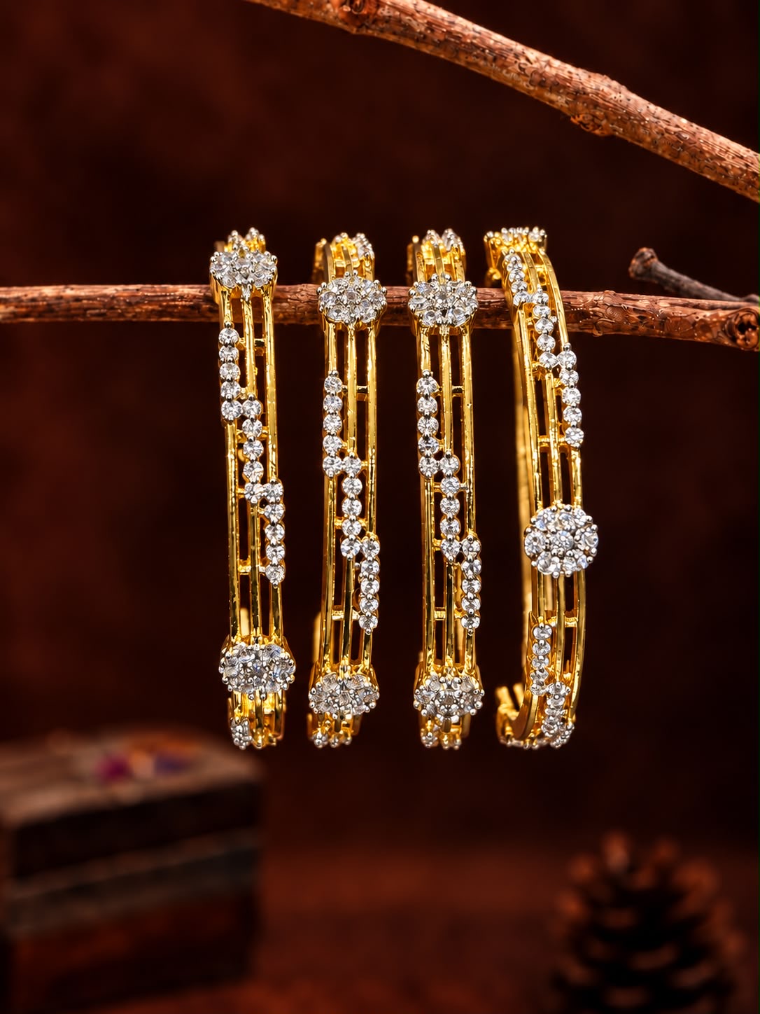 Ad stone diamond pattern bangles