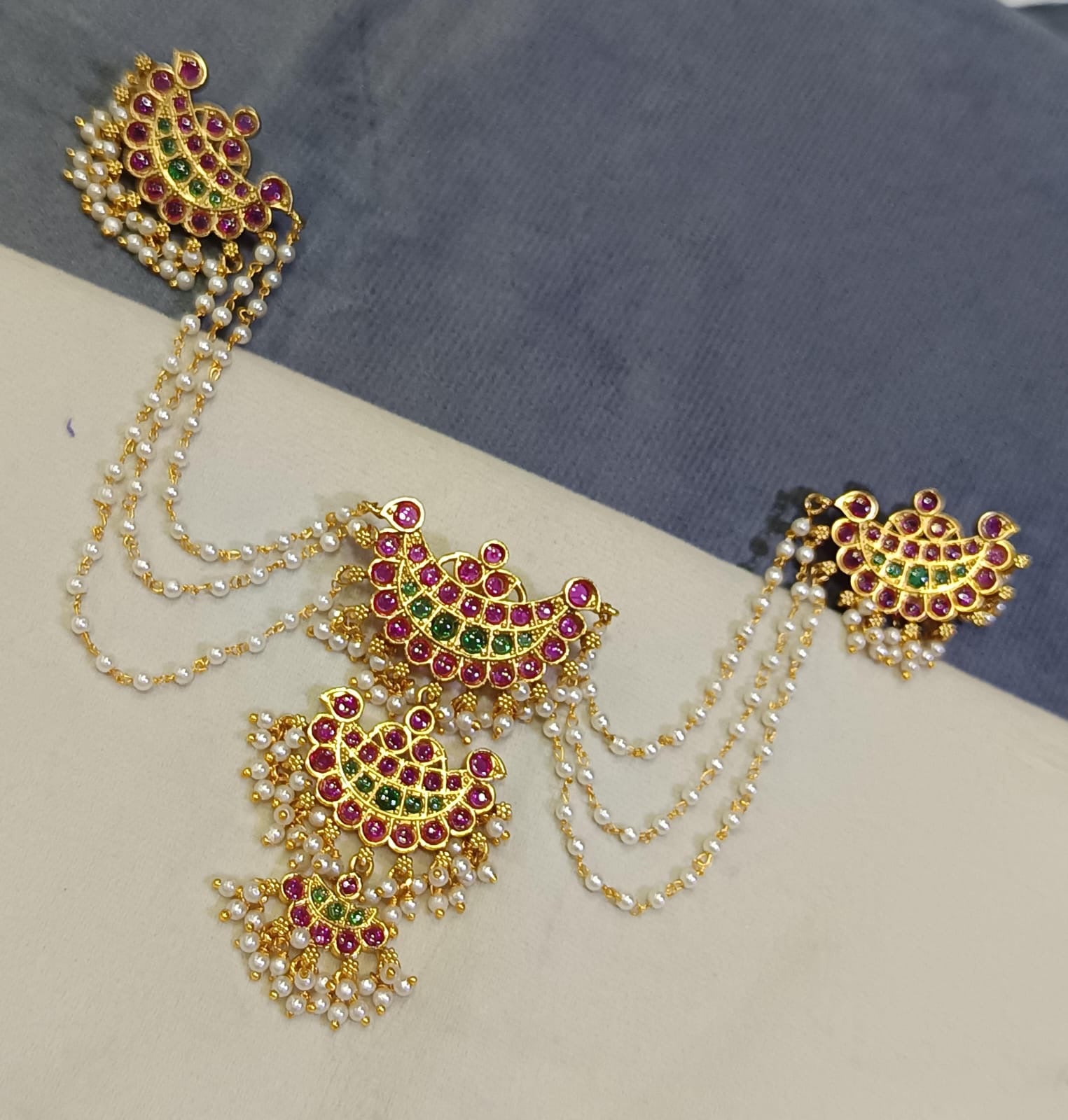 Kundan jadai step billai with chain