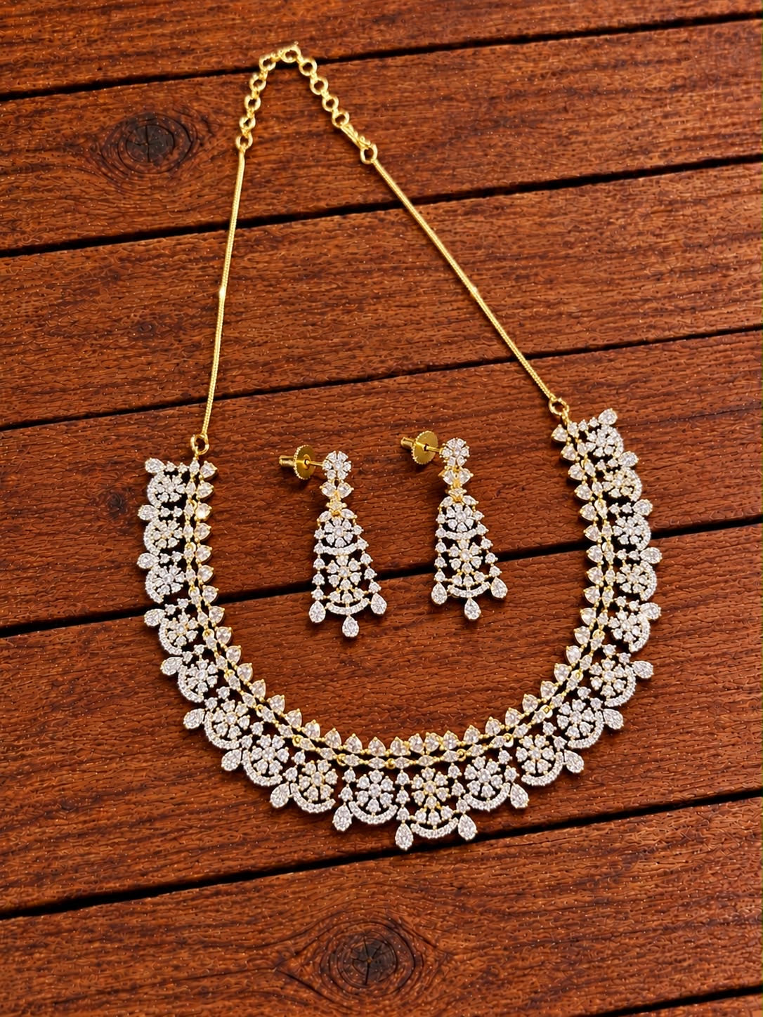 Cz stone diamond replica necklace with earrings