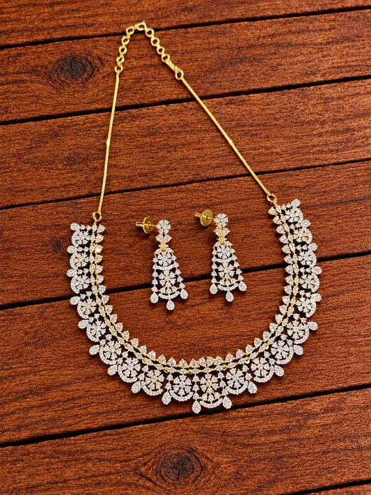 Cz stone diamond replica necklace with earrings