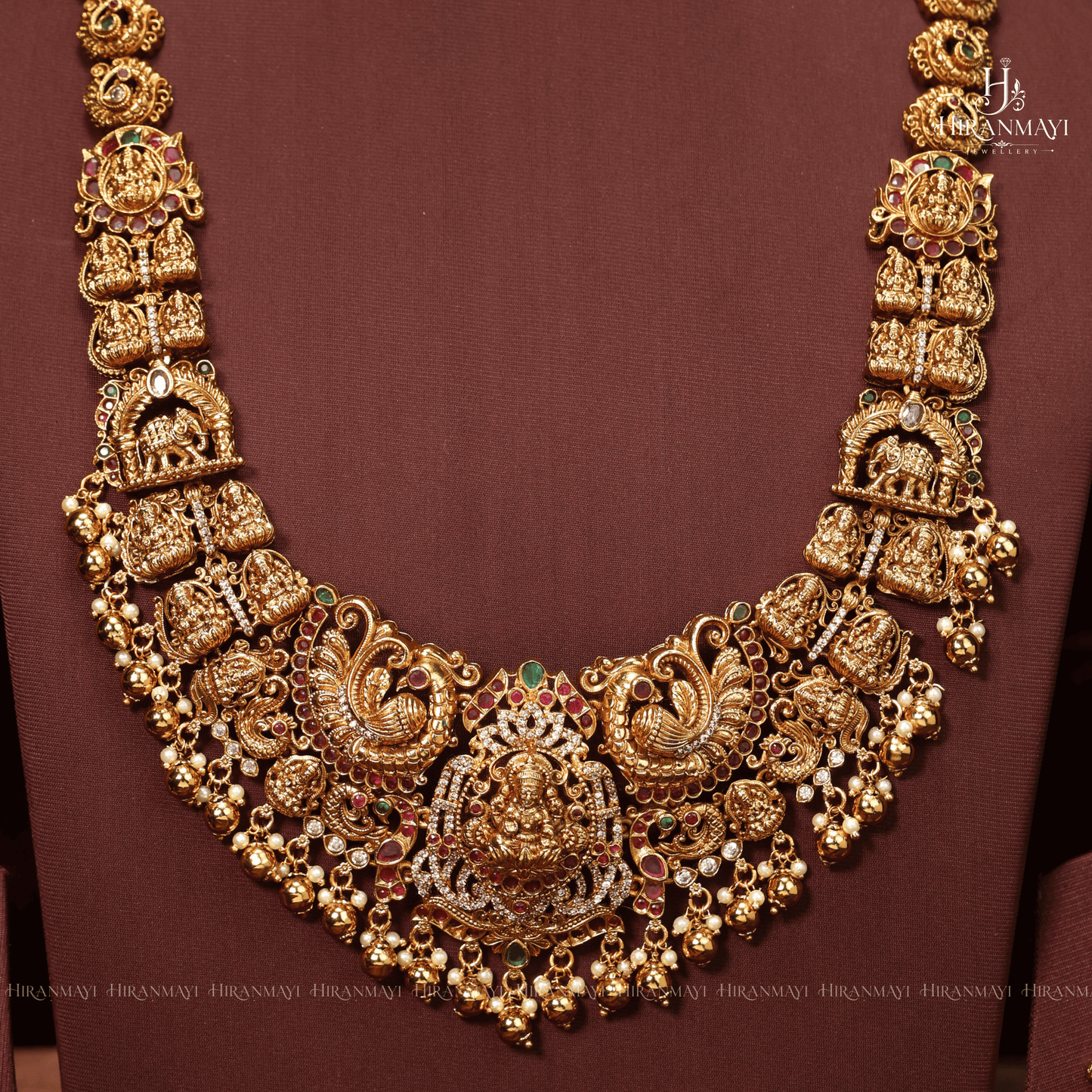 Antique Lakshmi with peacock crafted long haram