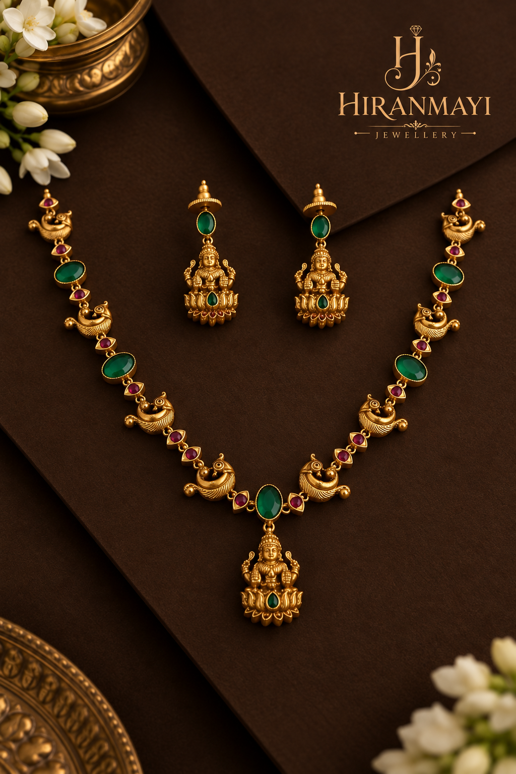 Antique Lakshmi motif with green with earrings