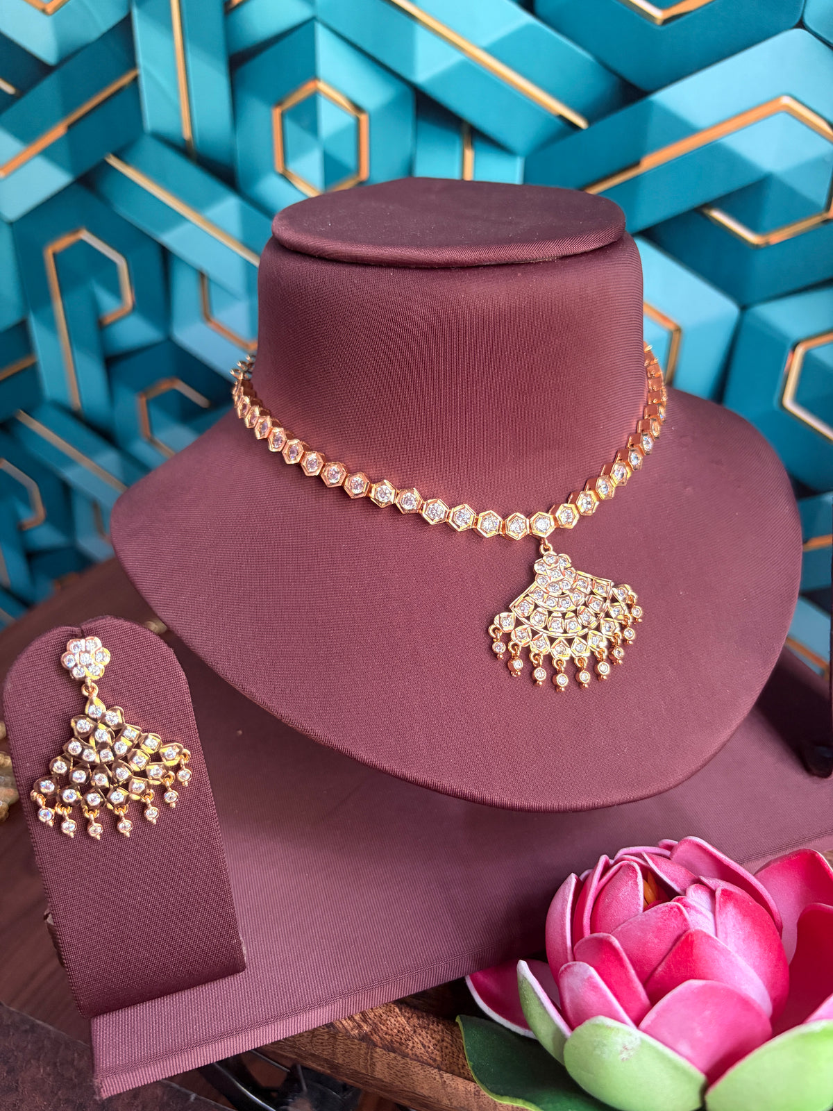 Impon diamond cut attigai with earrings