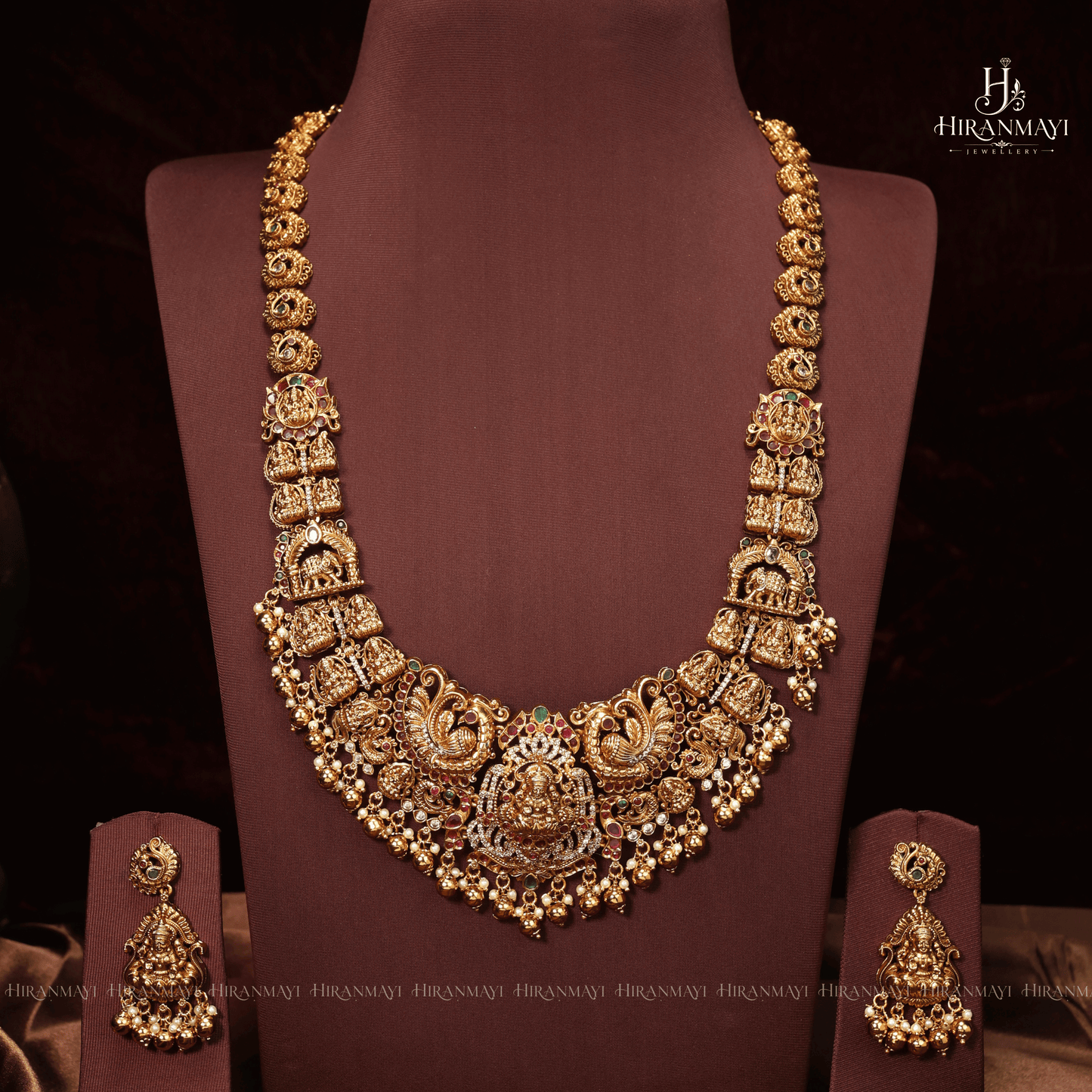 Antique Lakshmi with peacock crafted long haram