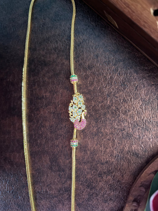 Peacock pattern multicolour stone mugapu chain