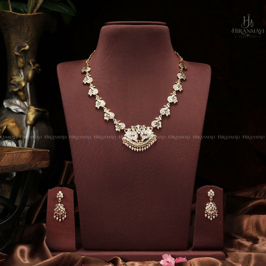 Vintage peacock motif stone necklace