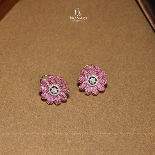 Floral pattern American diamond stone studded necklace
