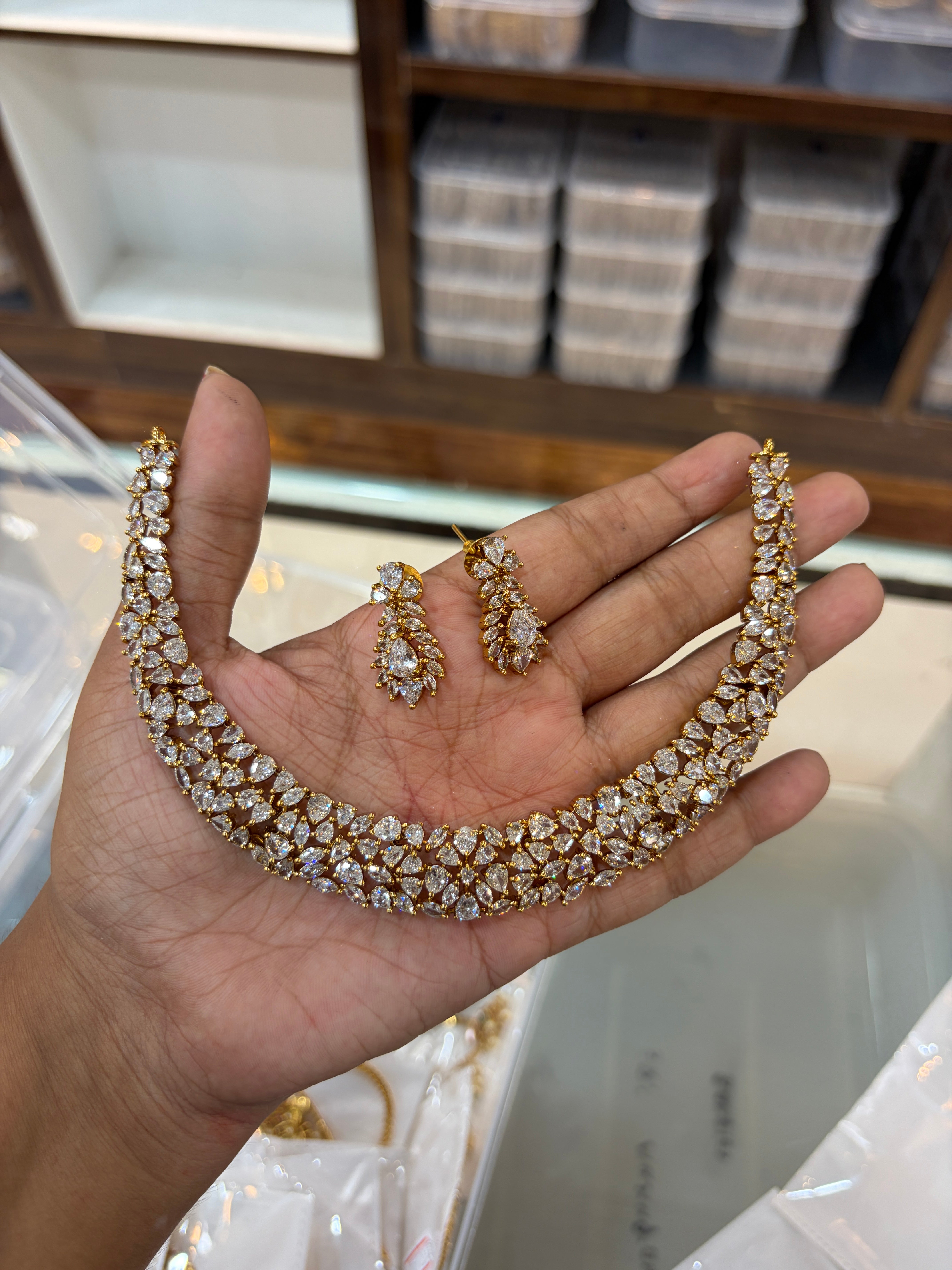 Bold statement necklace with earrings