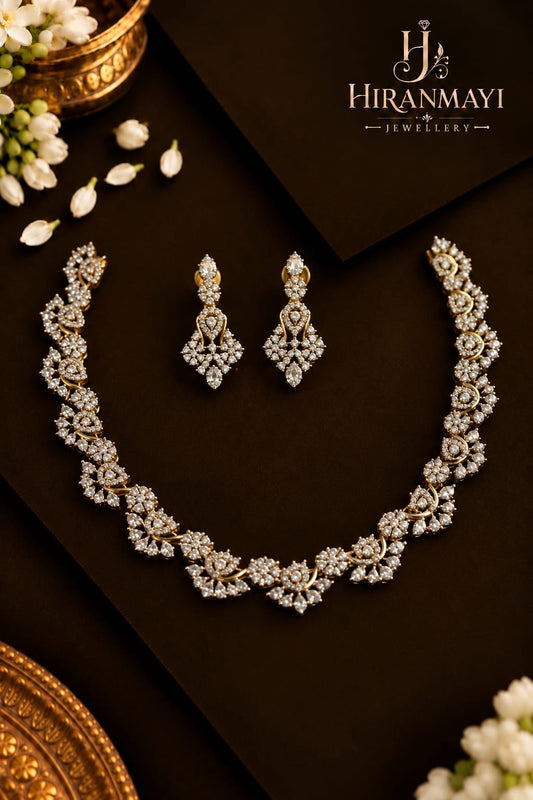 White stone studded necklace with earrings