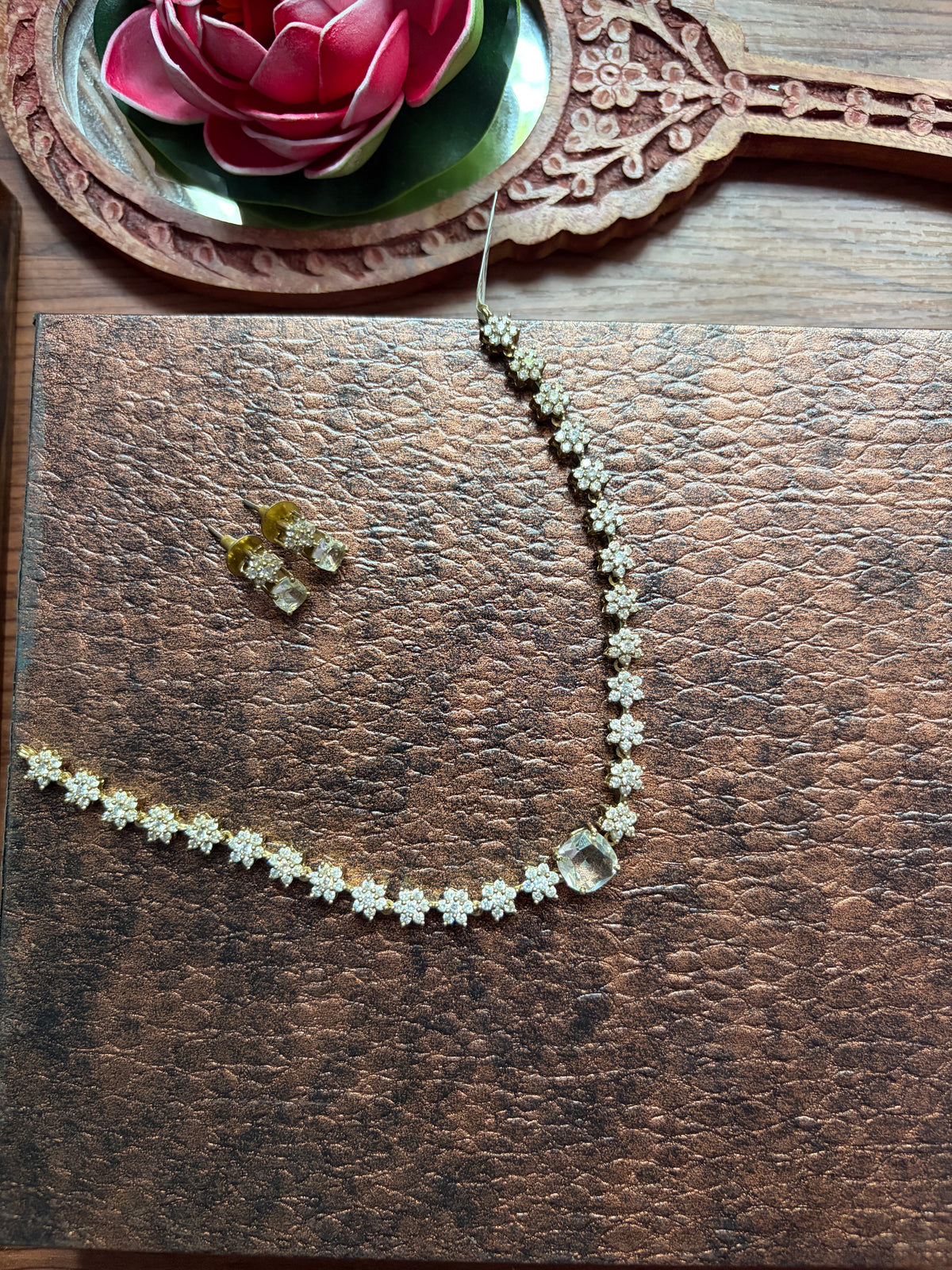 White stone with earrings