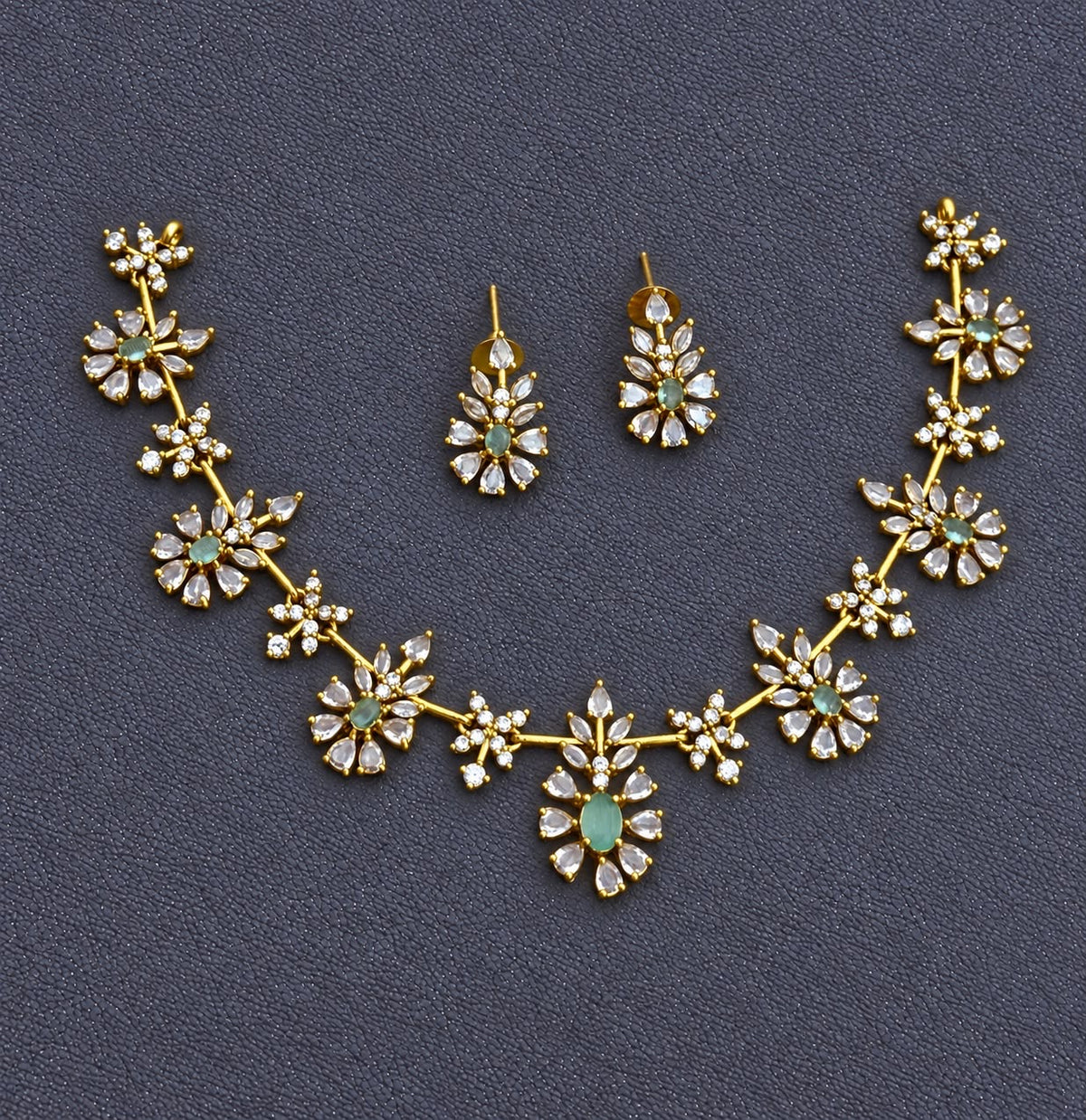 Star stone studded necklace with earrings