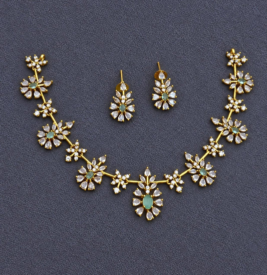 Star stone studded necklace with earrings