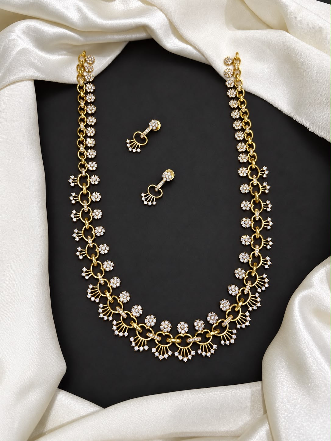 American diamond stone haram with earrings