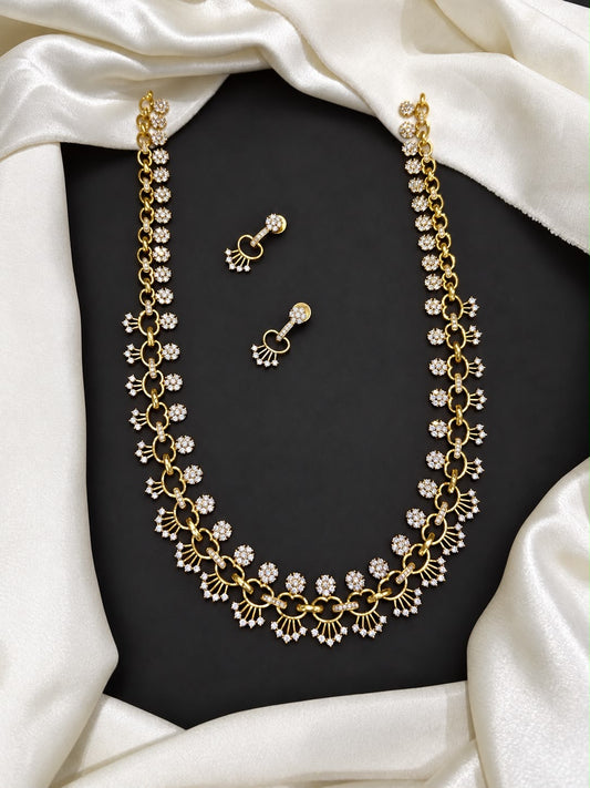 American diamond stone haram with earrings