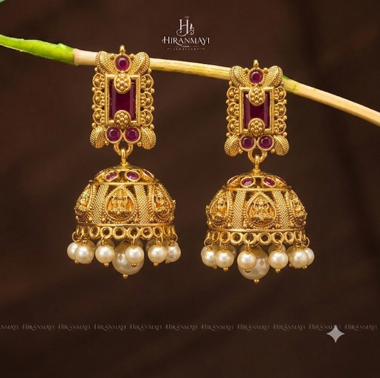 Antique Lakshmi with ruby studded jumka