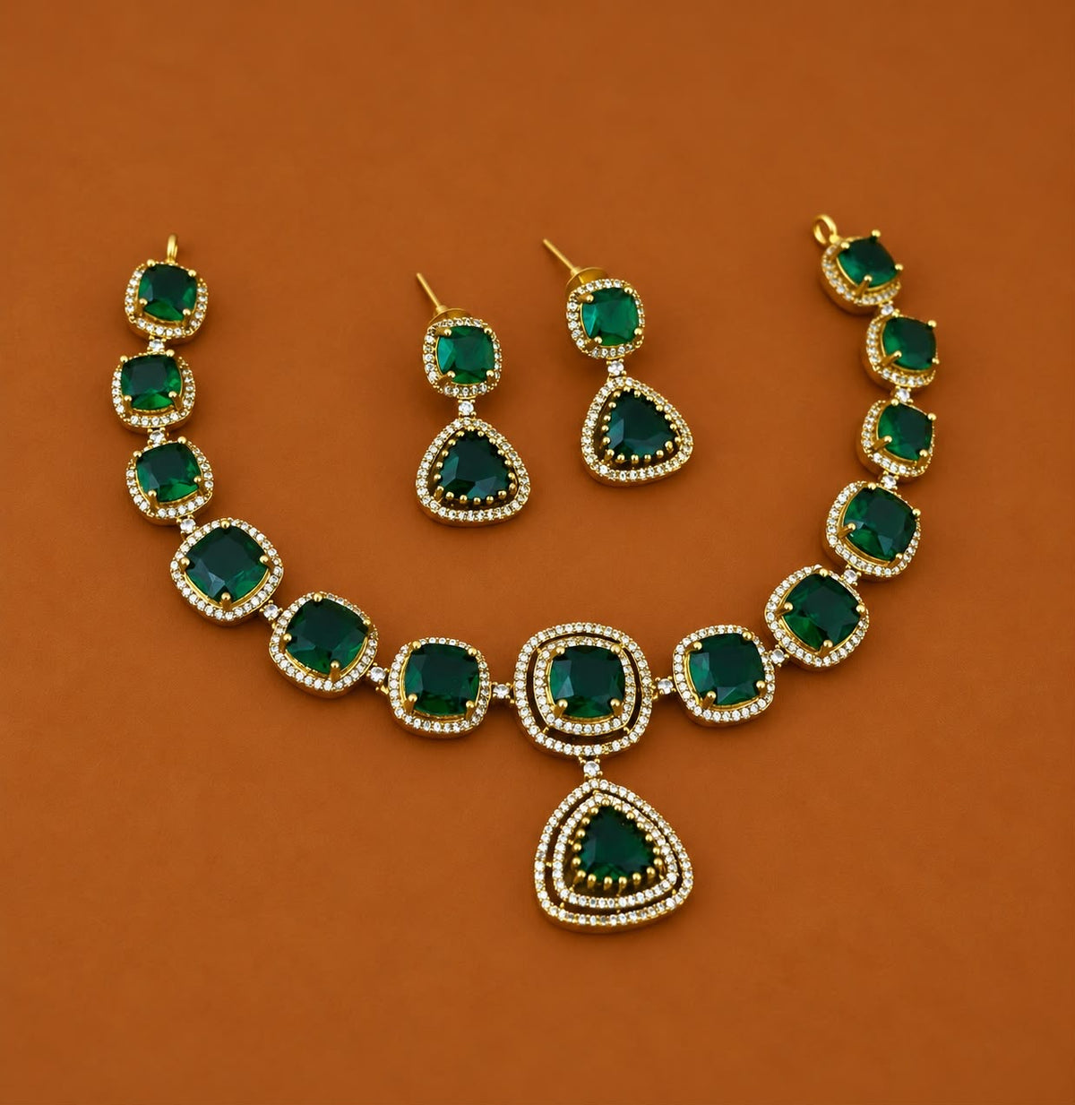 Bold stone statement necklace with earrings