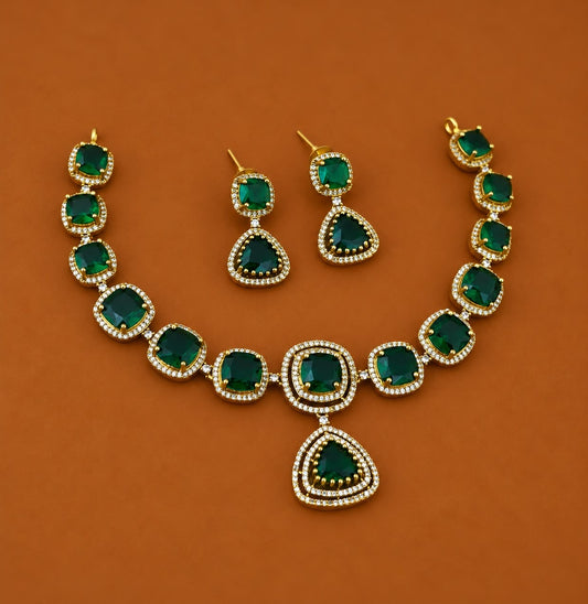 Bold stone statement necklace with earrings
