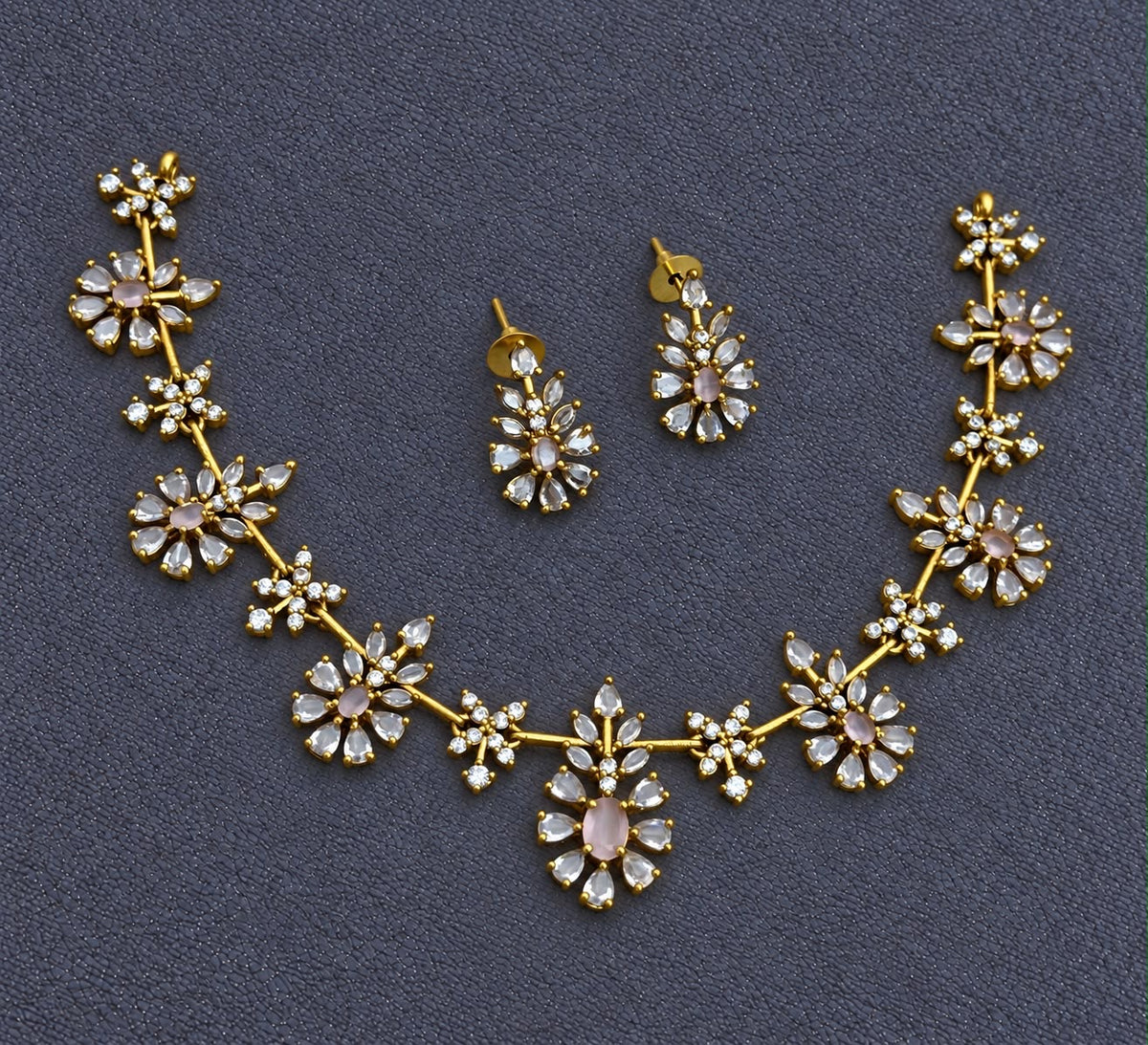 Star stone studded necklace with earrings