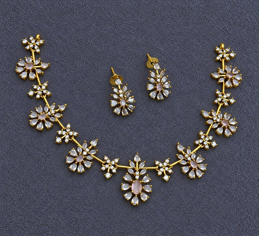 Star stone studded necklace with earrings