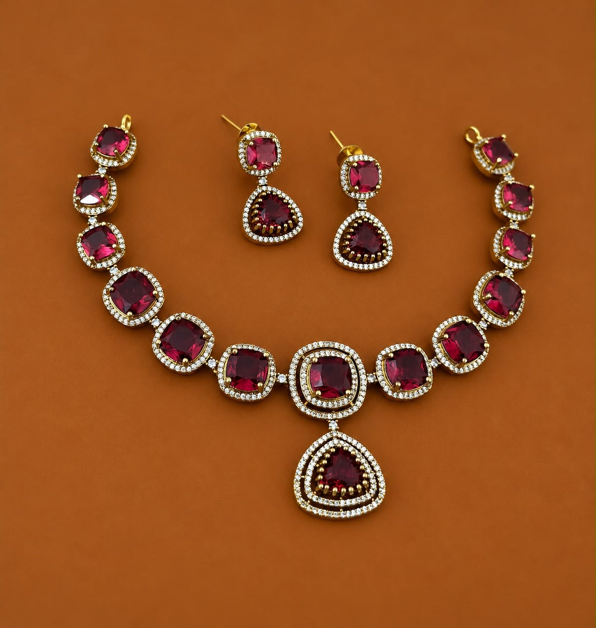 Bold stone statement necklace with earrings
