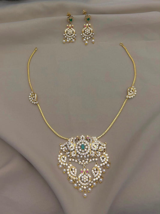 American diamond necklace with earrings