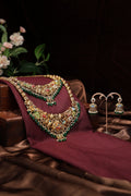 Hand painted meenakari design temple jewellery set
