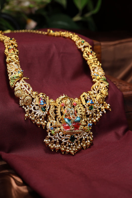 Handpainted lakshmi mottif antique haram