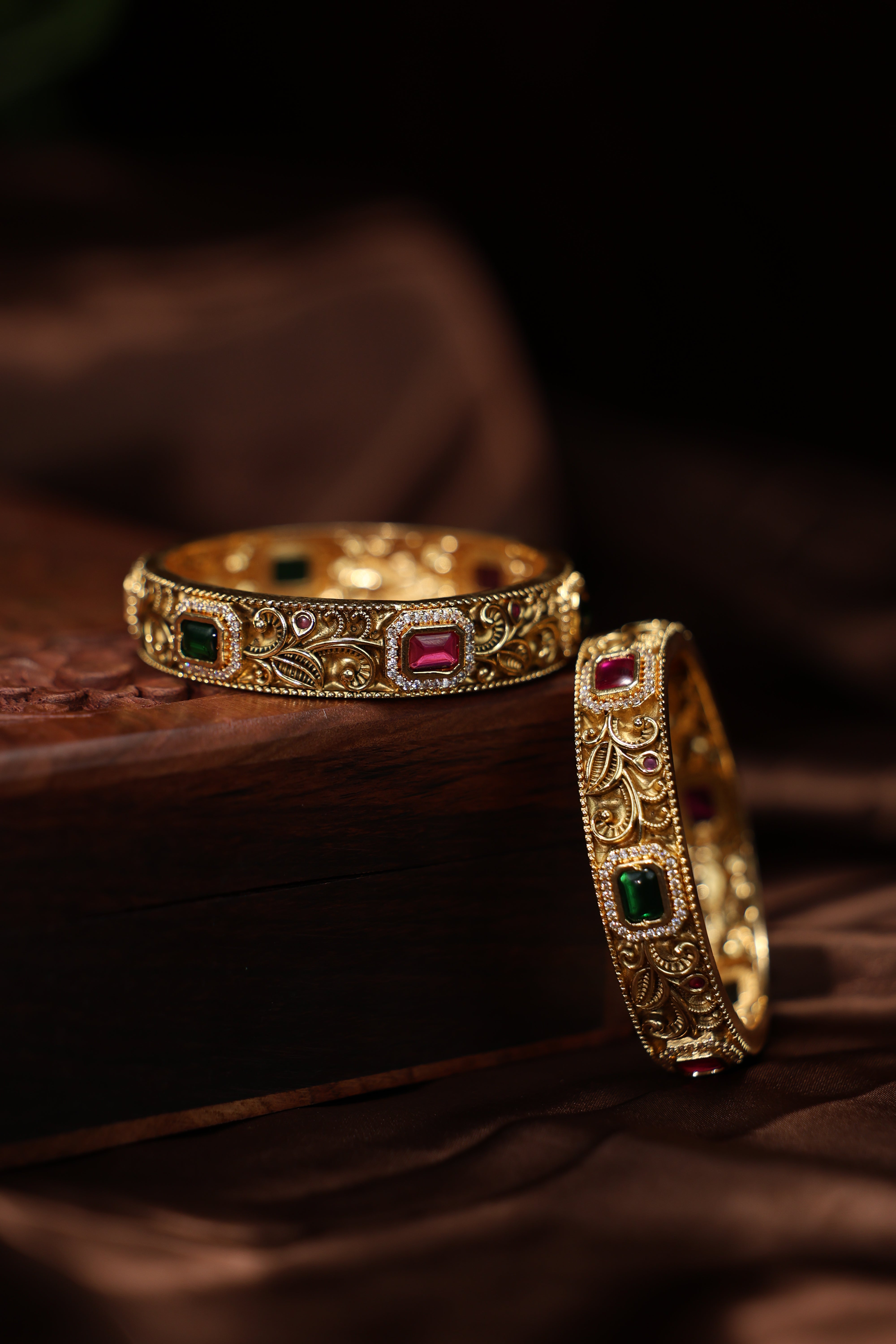 antique ruby emerald cubic Bangles