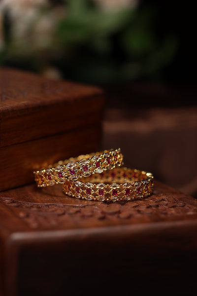 Cz stone ruby stone Bangles