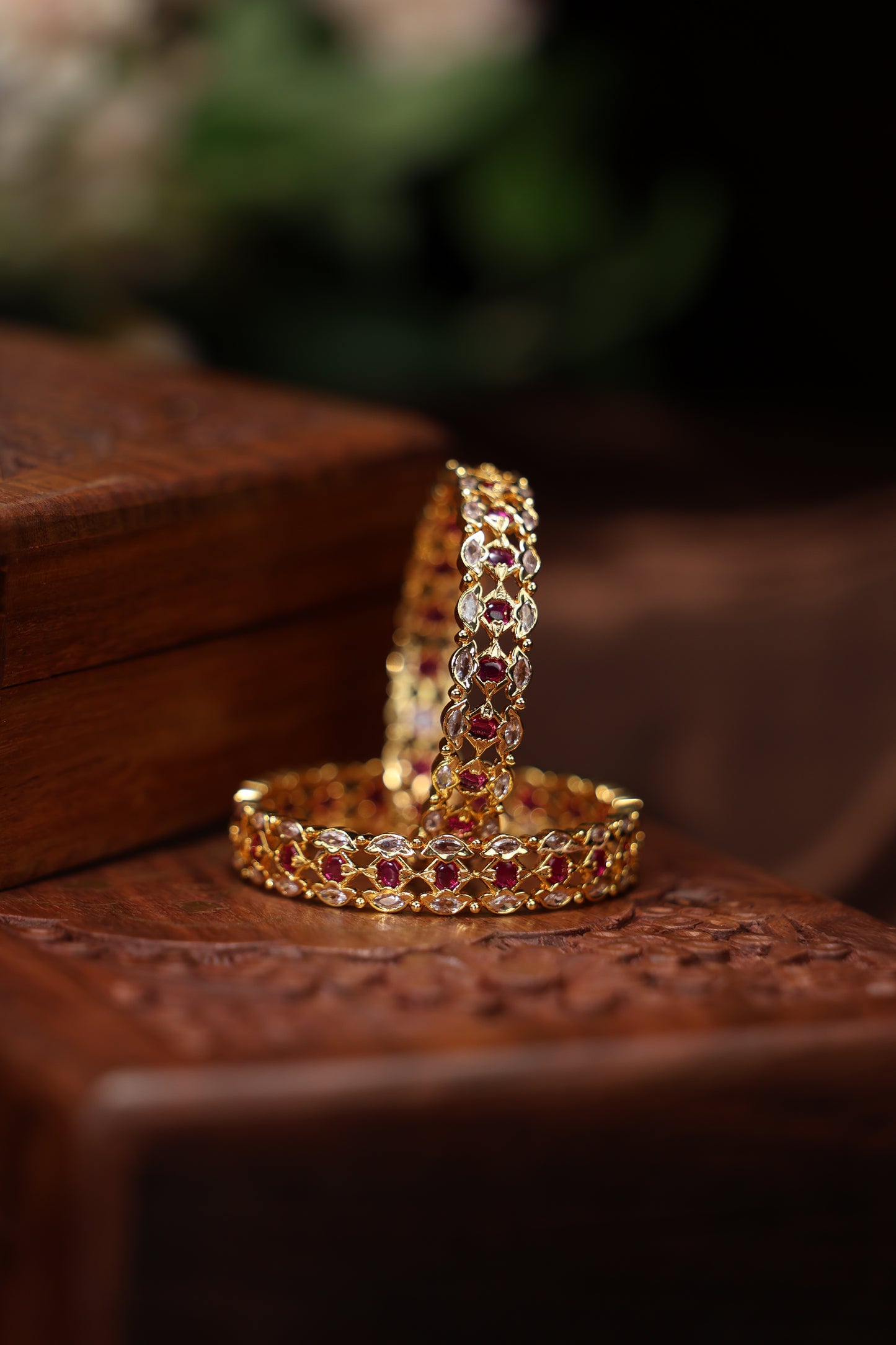 Cz stone ruby stone Bangles