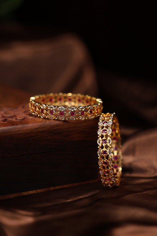 Cz stone ruby stone Bangles