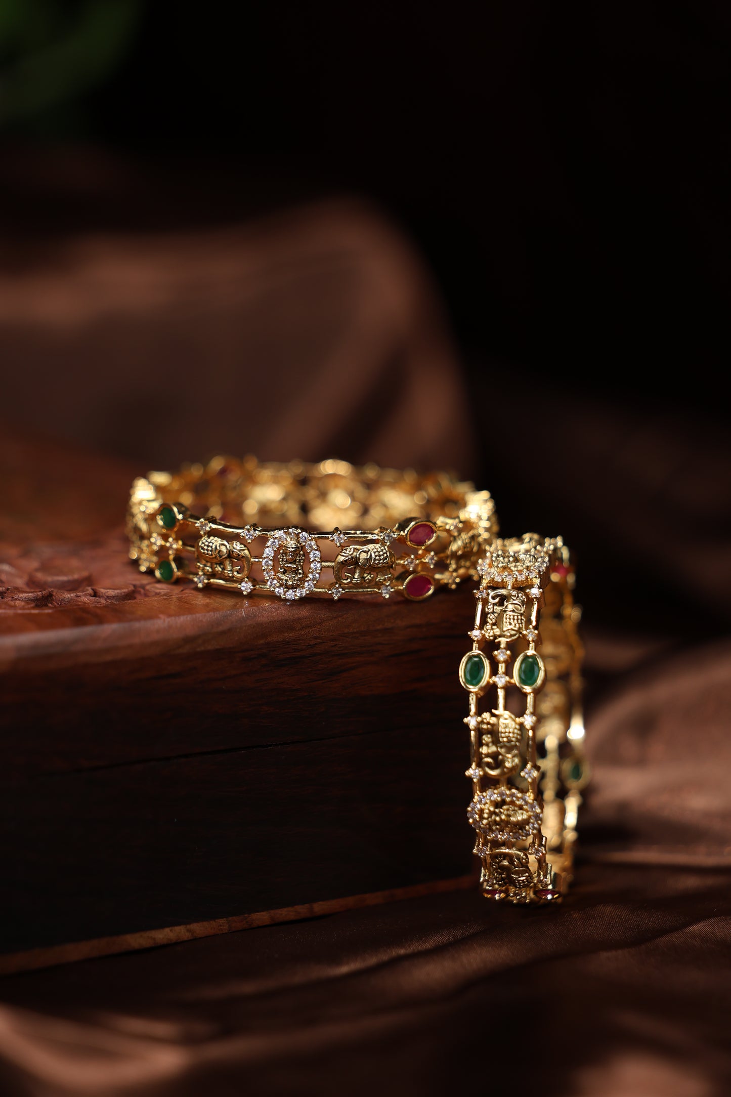 lakshmi and elephant mottif antique bangles