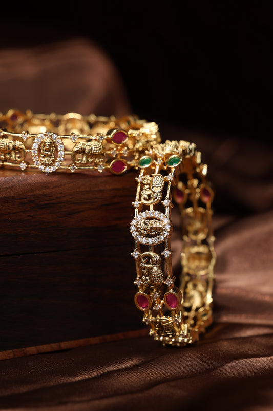 lakshmi and elephant mottif antique bangles