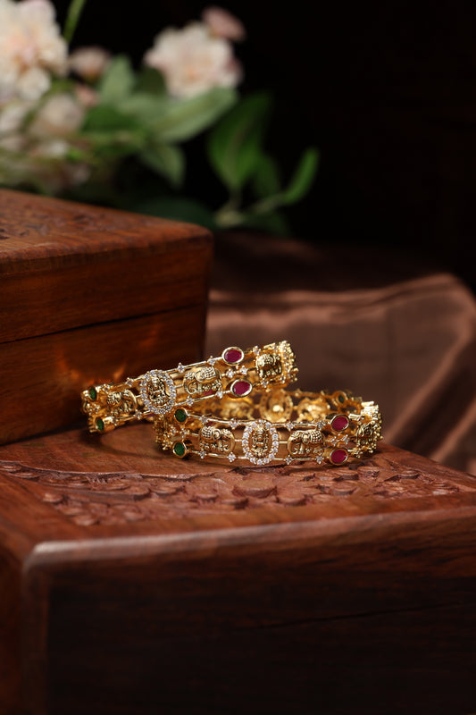 lakshmi and elephant mottif antique bangles