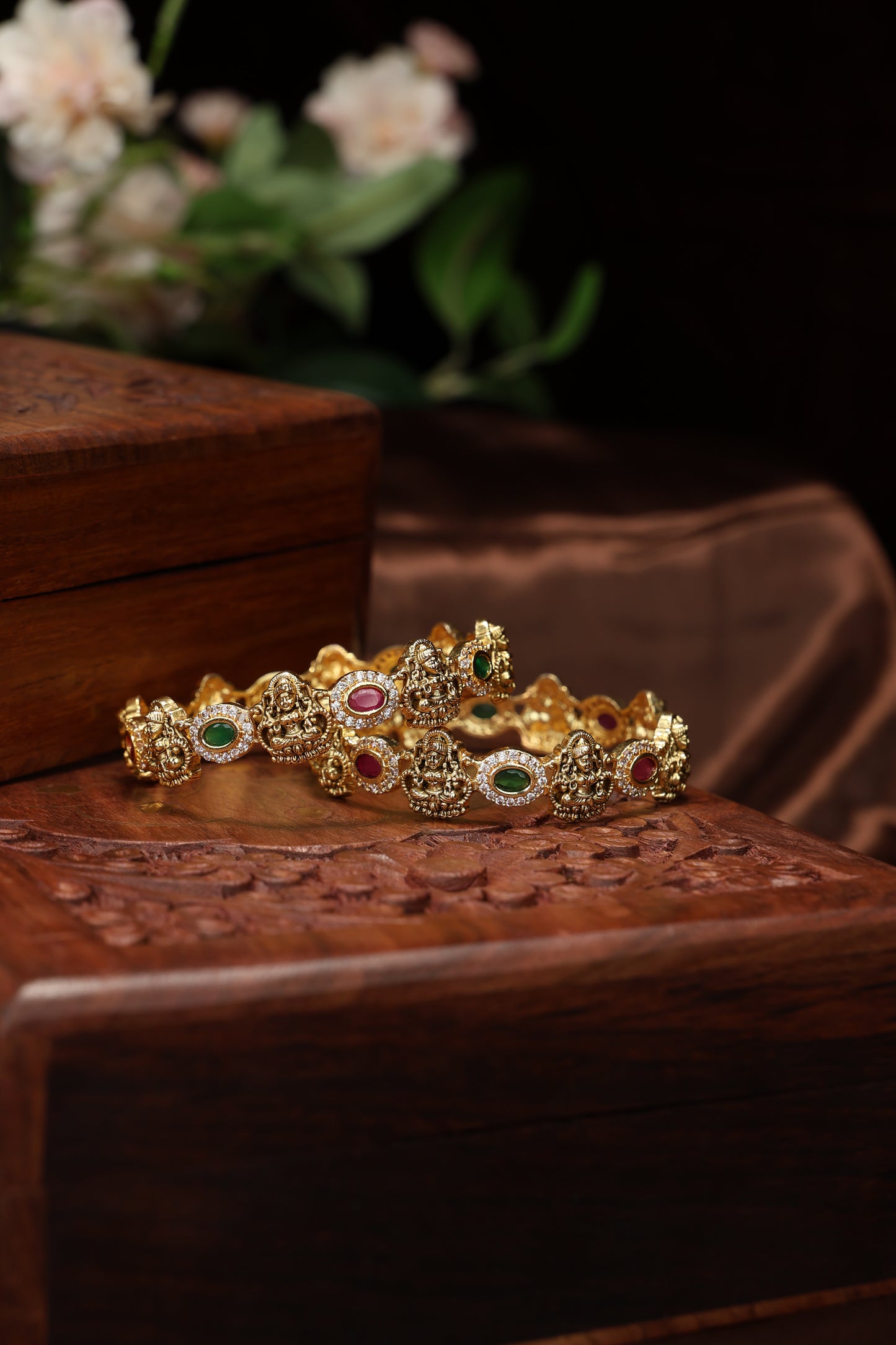 Beautiful Lakshmi motif antique bangles