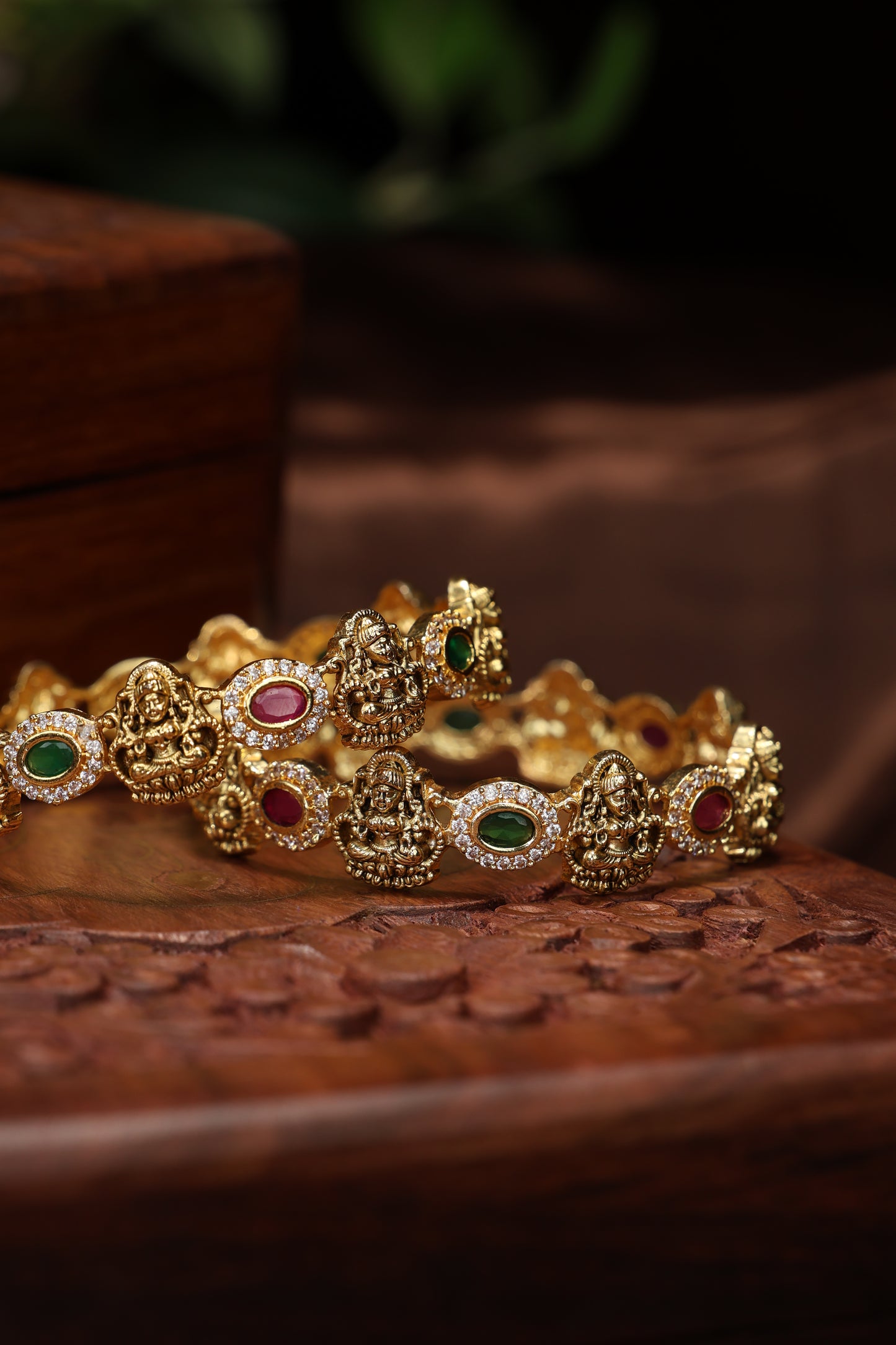 Beautiful Lakshmi motif antique bangles