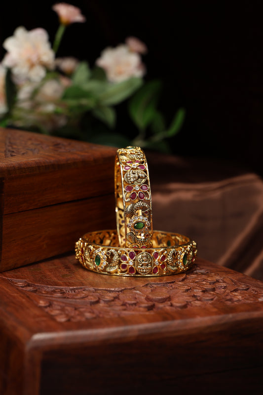 beautiful peacock with lakshmi mottif antique bangles