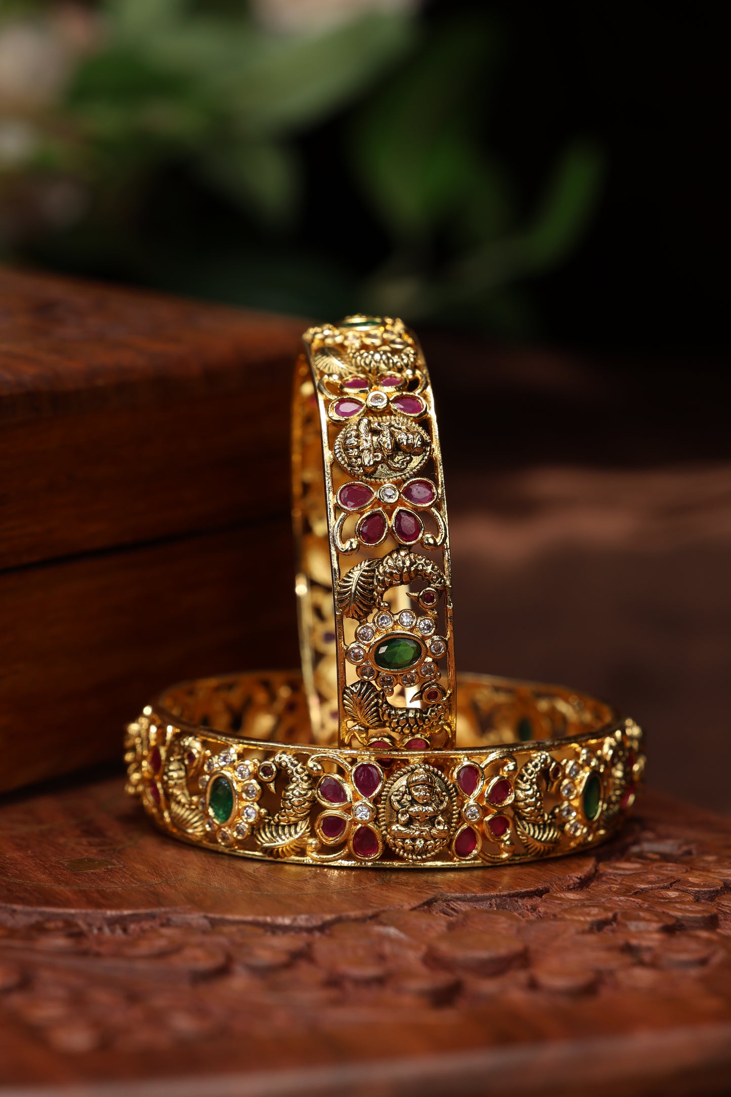 beautiful peacock with lakshmi mottif antique bangles