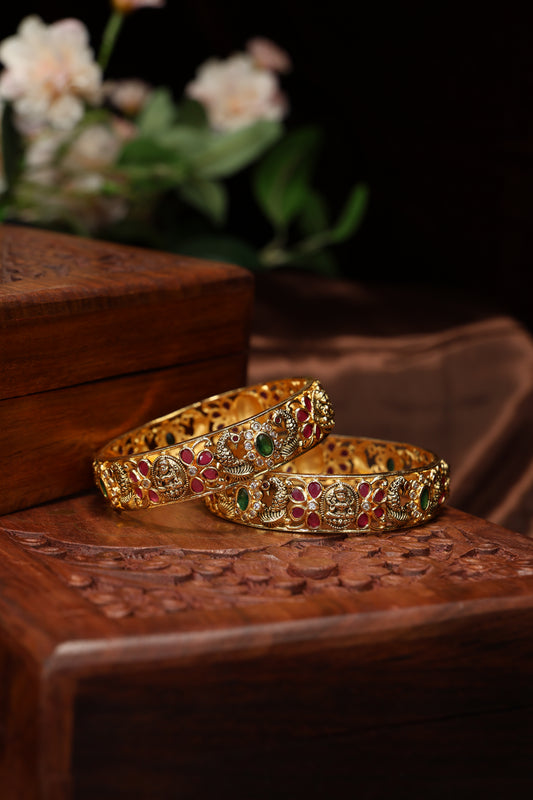 beautiful peacock with lakshmi mottif antique bangles