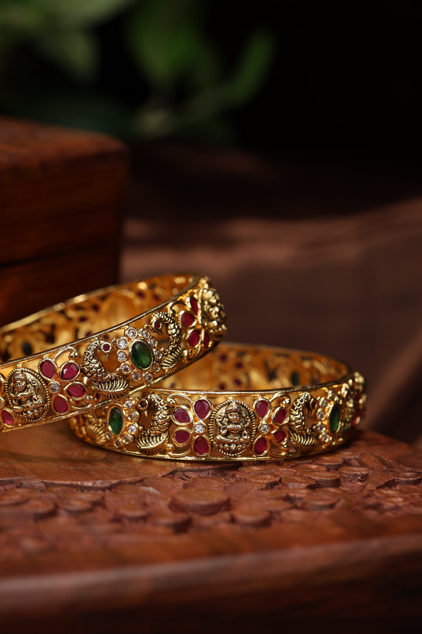 beautiful peacock with lakshmi mottif antique bangles