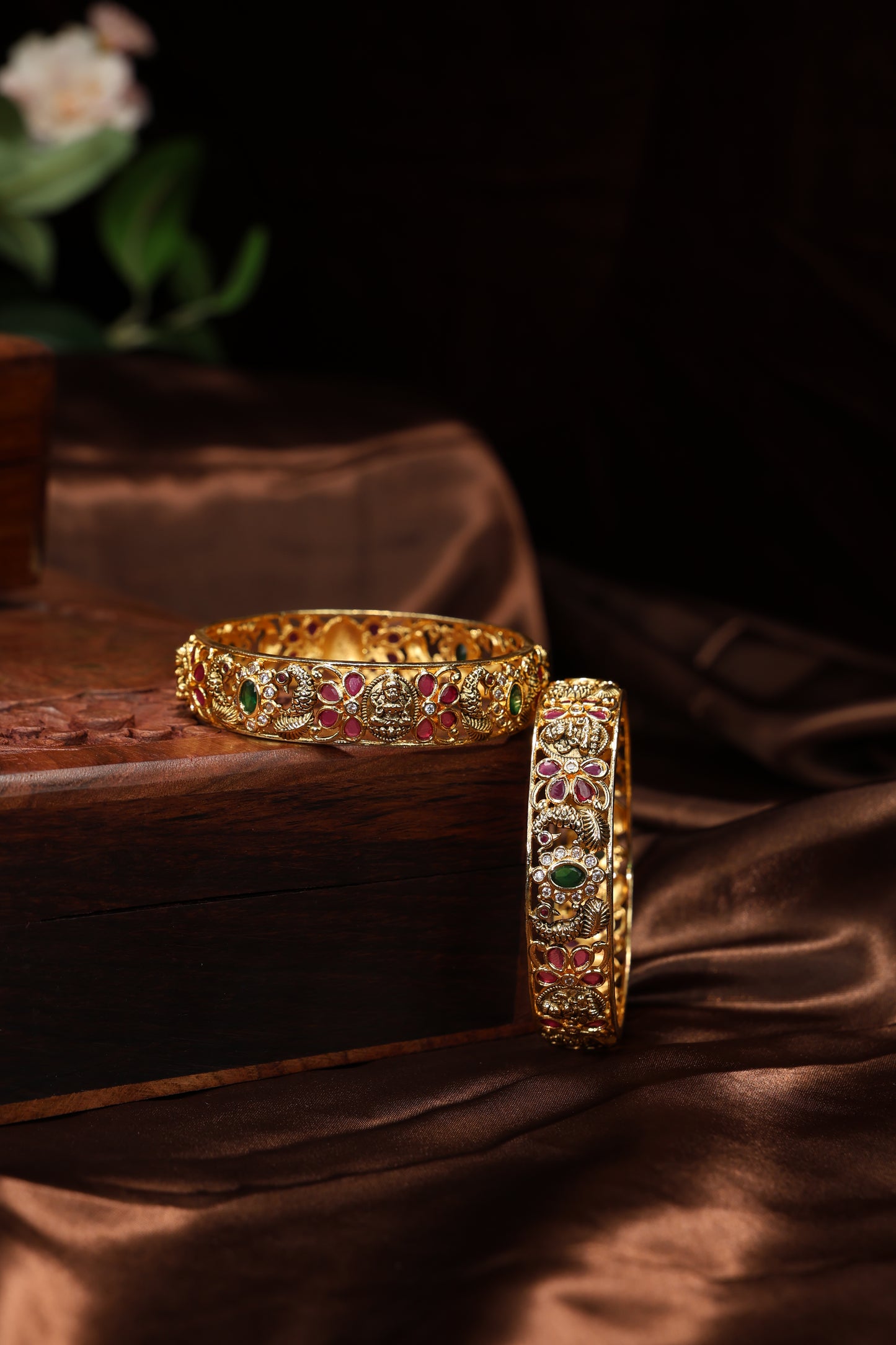 beautiful peacock with lakshmi mottif antique bangles