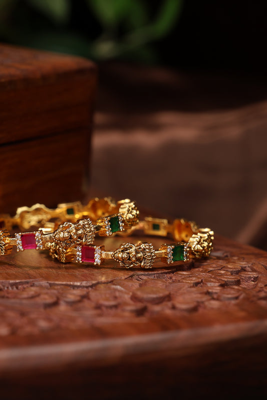 antique lakshmi ruby emerald stone bangles