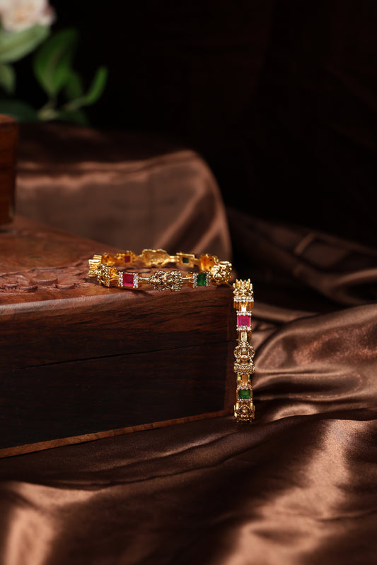 antique lakshmi ruby emerald stone bangles